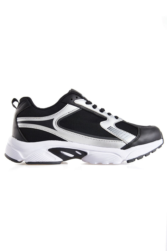 Black High Sole Flat Detailed PU Leather Men's Sports Shoes - 89121