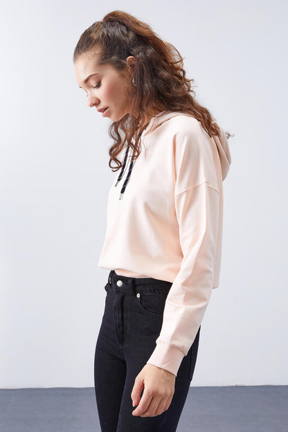 Salmon Long Sleeve Comfort Fit Hooded Women's Sweatshirt - 97115