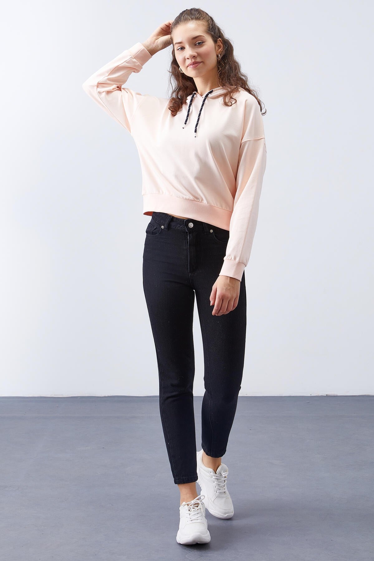 Salmon Long Sleeve Comfort Fit Hooded Women's Sweatshirt - 97115