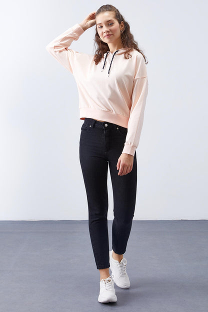 Salmon Long Sleeve Comfort Fit Hooded Women's Sweatshirt - 97115