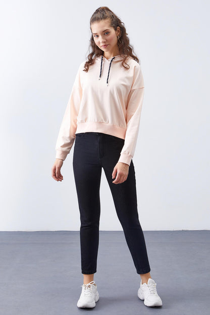 Salmon Long Sleeve Comfort Fit Hooded Women's Sweatshirt - 97115