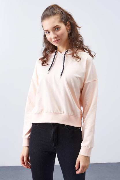 Salmon Long Sleeve Comfort Fit Hooded Women's Sweatshirt - 97115