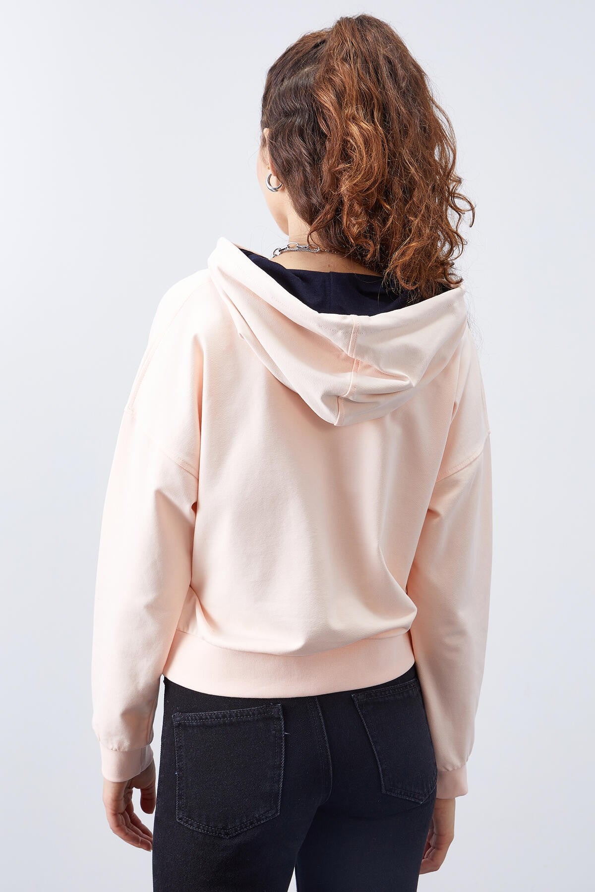 Salmon Long Sleeve Comfort Fit Hooded Women's Sweatshirt - 97115