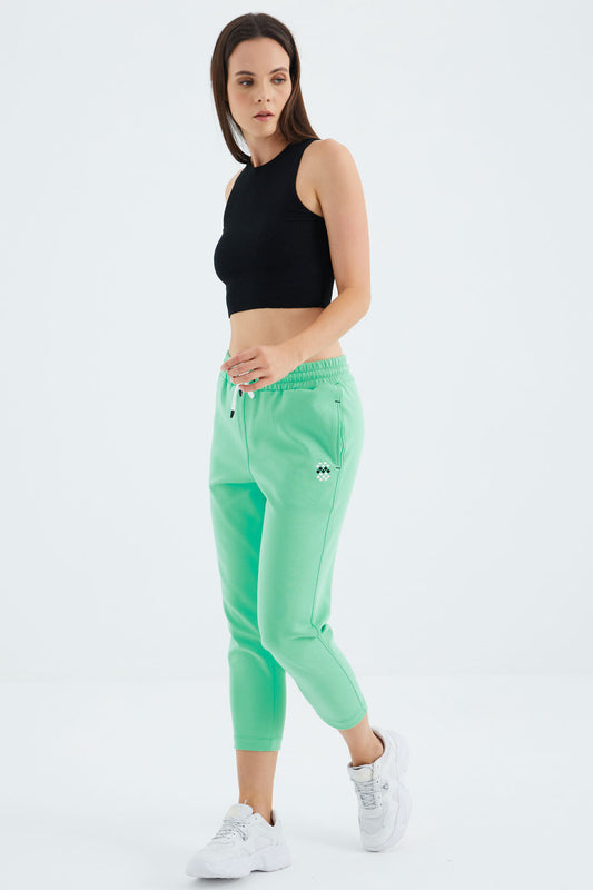 Light Green Laced Pocket Detailed Relax Fit Women's Tracksuit Bottom - 94644