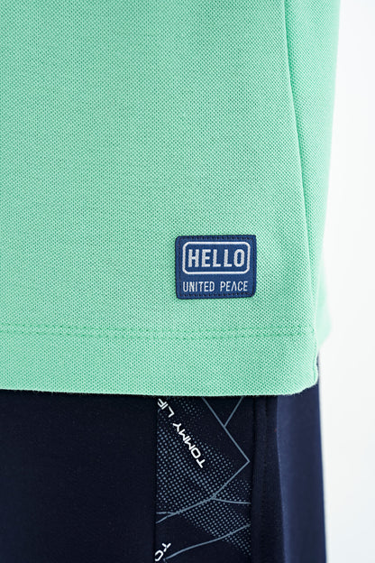 Olive Green Print Detailed O Collar Standard Fit Boys T-Shirt - 11145