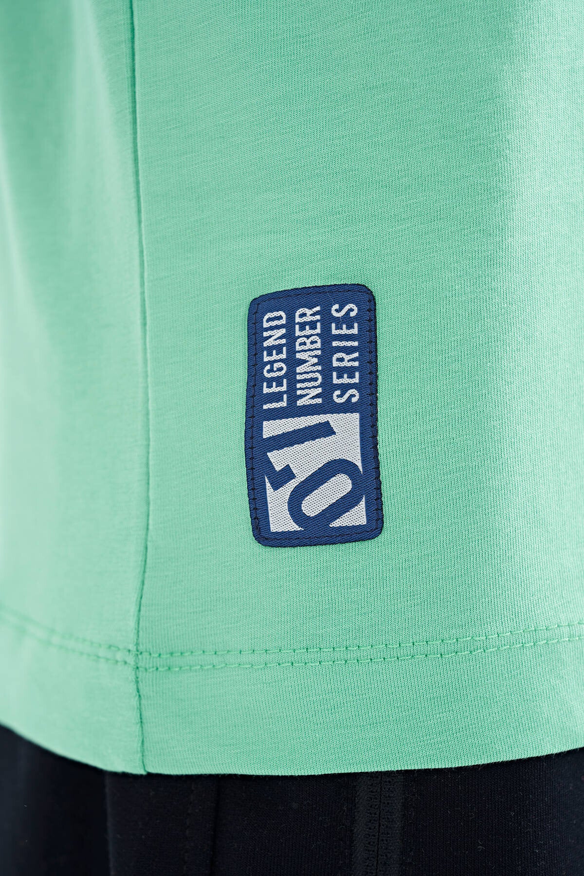 Mint Green Print Detailed Standard Mold O Collar Boys T-Shirt - 11133