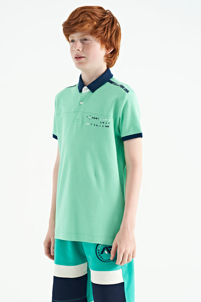 Print Detailed Standard Fit Polo Collar Boys T-Shirt - 11140