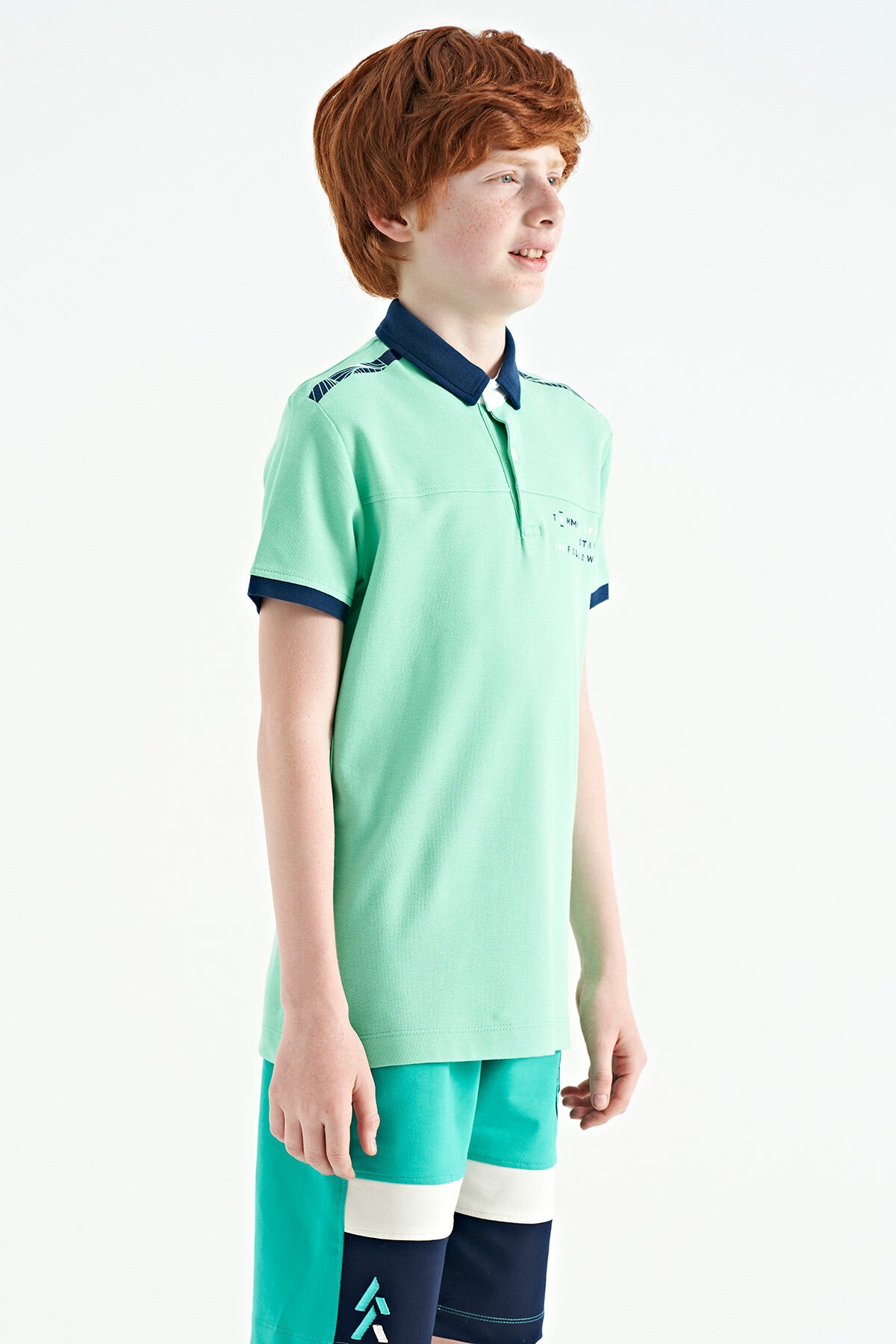 Print Detailed Standard Fit Polo Collar Boys T-Shirt - 11140