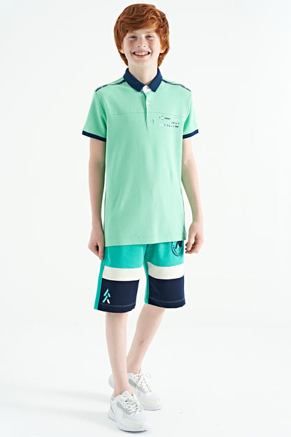 Print Detailed Standard Fit Polo Collar Boys T-Shirt - 11140