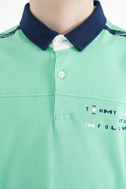 Print Detailed Standard Fit Polo Collar Boys T-Shirt - 11140