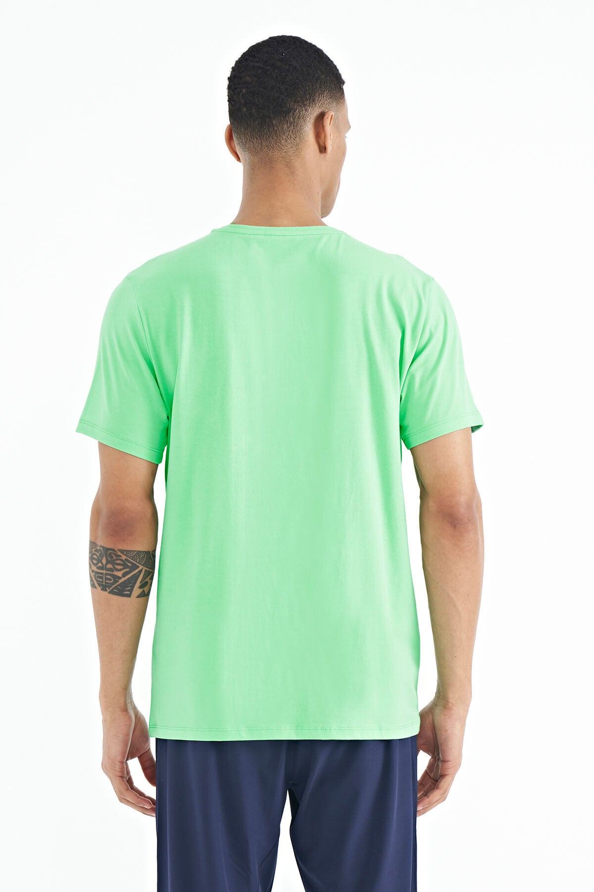 Forest Green Pocket Detailed Printed O Neck Men's T-Shirt - 88184