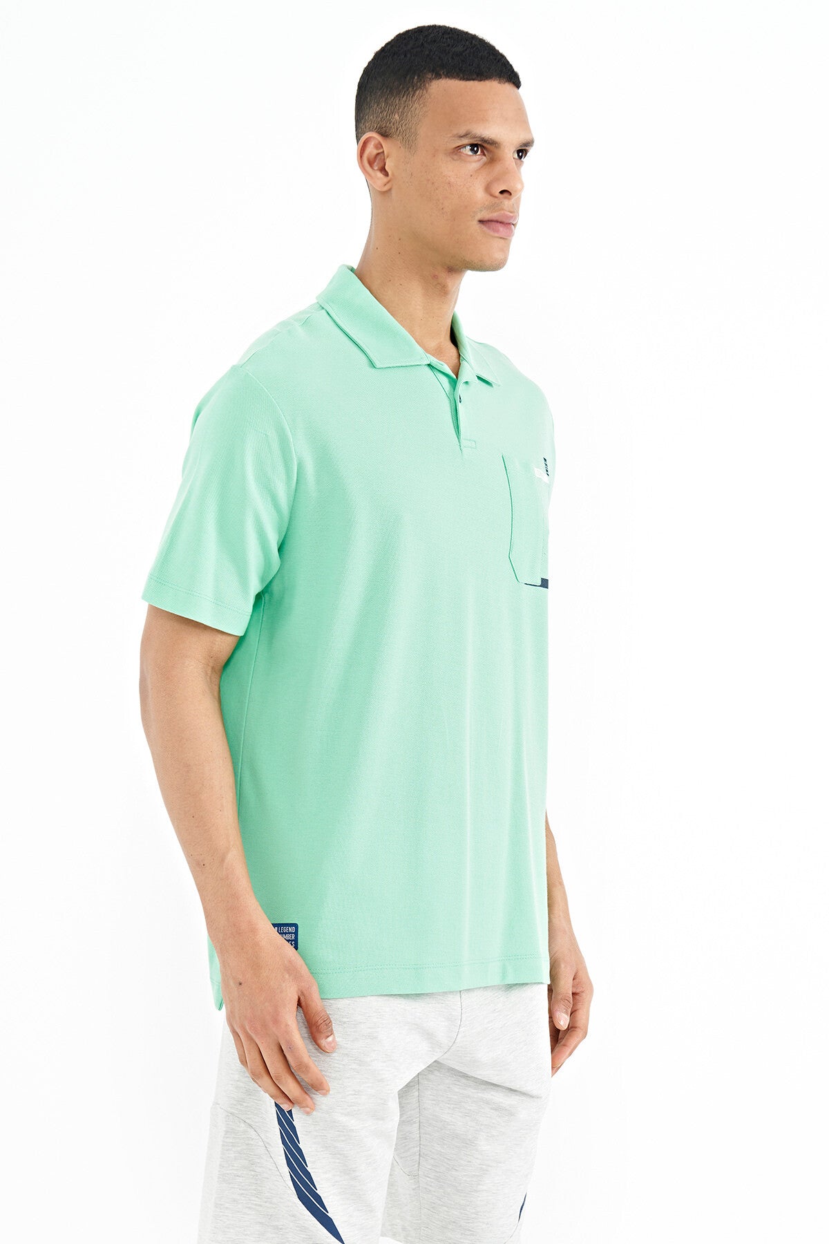 Pocket Detailed Printed Standard Fit Polo Collar Men's T-Shirt - 88241