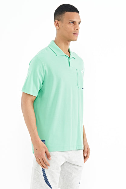 Pocket Detailed Printed Standard Fit Polo Collar Men's T-Shirt - 88241