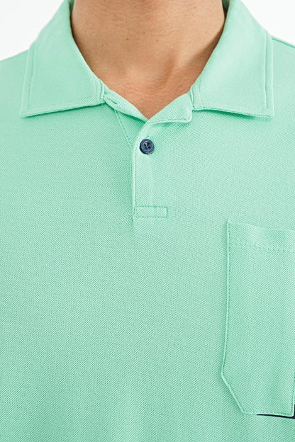 Pocket Detailed Printed Standard Fit Polo Collar Men's T-Shirt - 88241