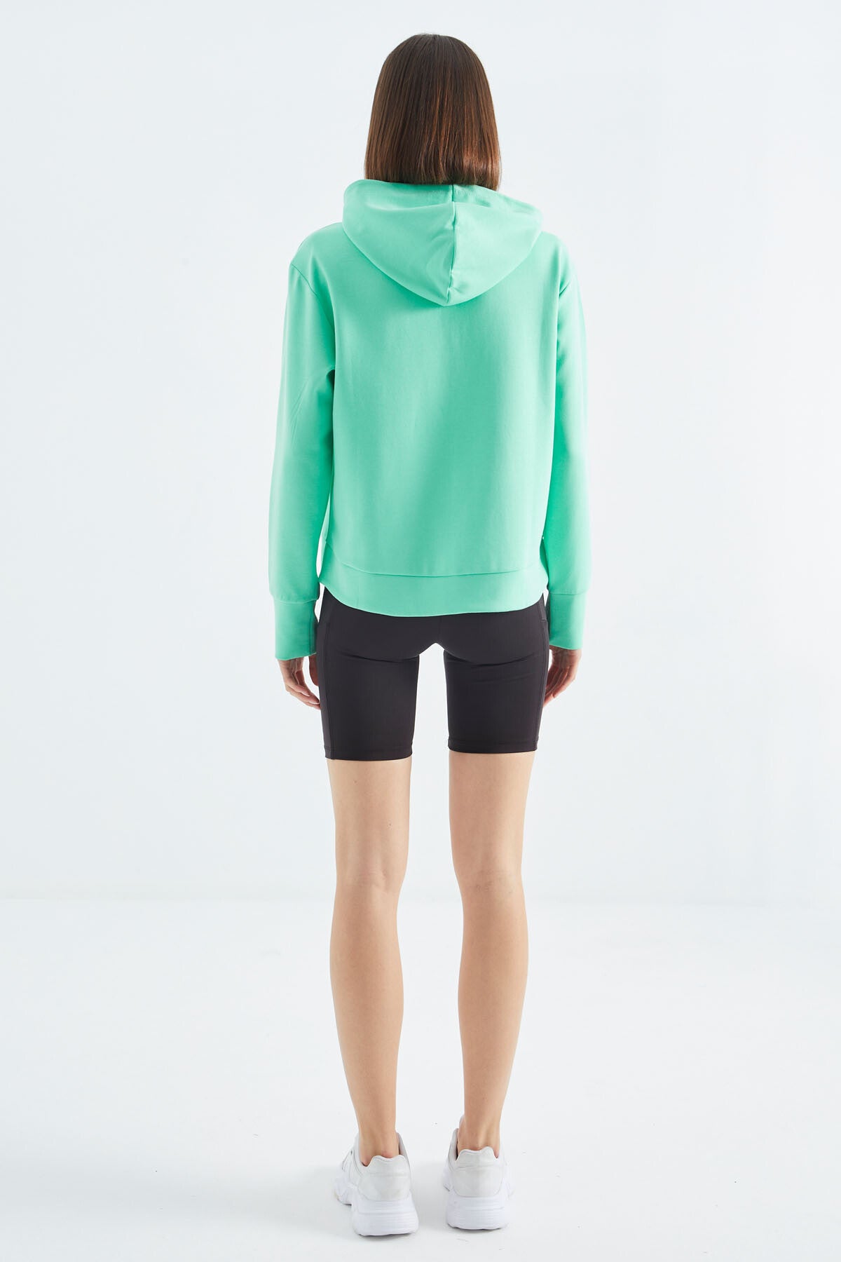 Forest Green Hooded Zipper Women's Sweatshirt - 97277