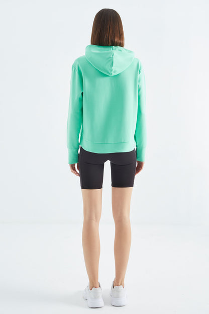Forest Green Hooded Zipper Women's Sweatshirt - 97277