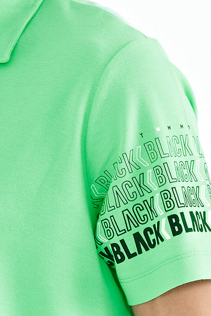 Forest Green Armband Detailed Polo Collar Standard Fit Men's T-shirt - 88240