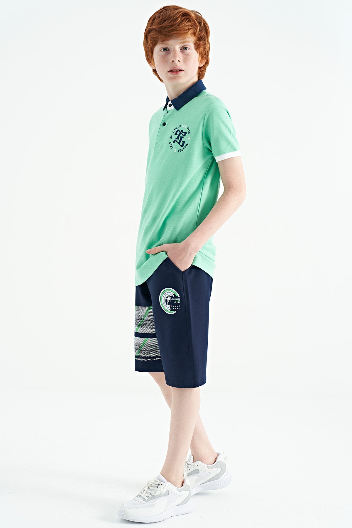 Standard Pattern Polo Collar Boys T-Shirt - 11086