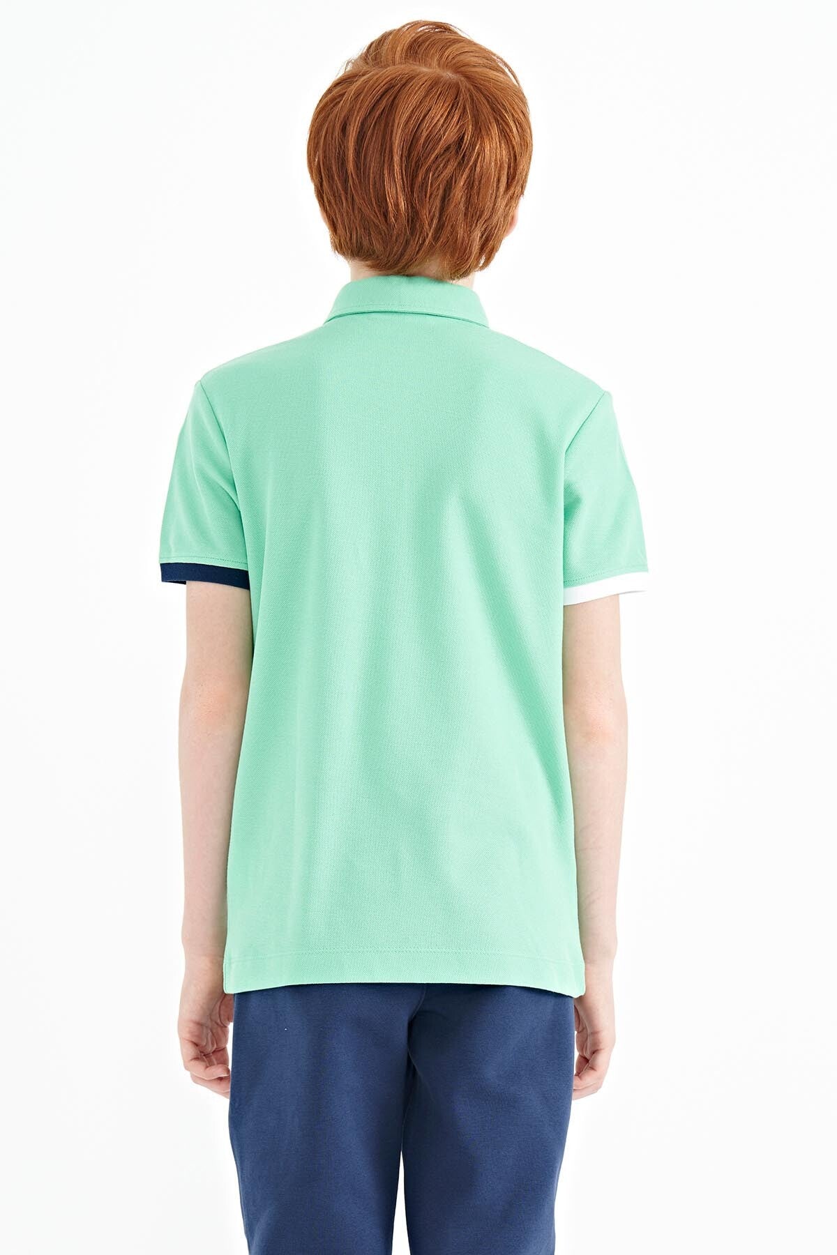 Front Detailed Printed Standard Fit Polo Collar Boys' T-Shirt - 11102