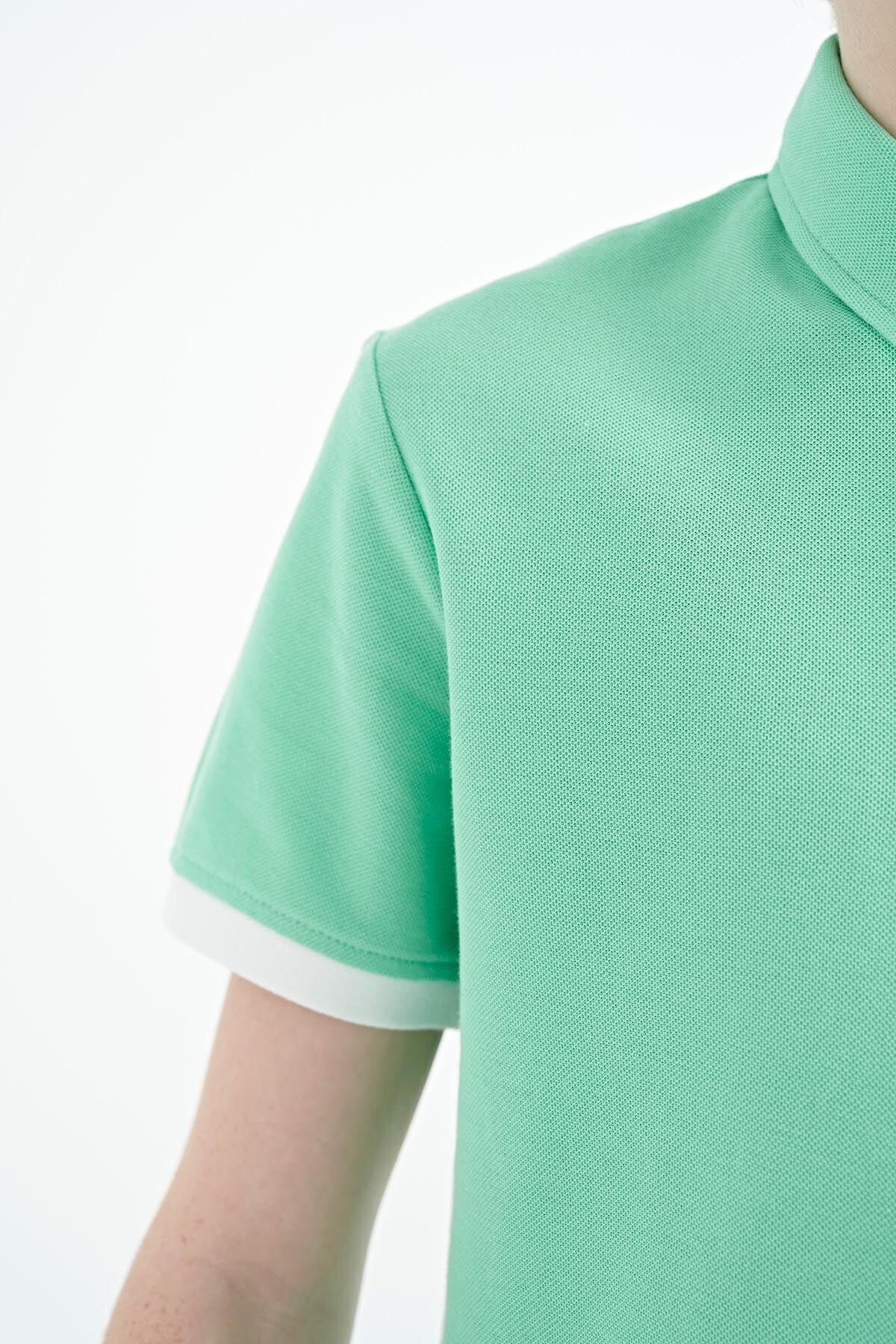 Front Detailed Printed Standard Fit Polo Collar Boys' T-Shirt - 11102