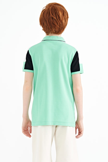 Color Blocked Shoulder Trim Detailed Standard Fit Boys T-Shirt - 11155