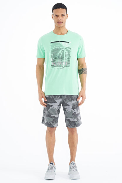 Forest Green Slogan Printed O Collar Standard Fit Men's T-shirt - 88190