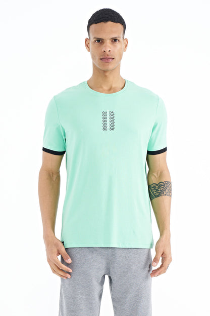 Olive Green Printed O Collar Standard Fit Men's T-shirt - 88169