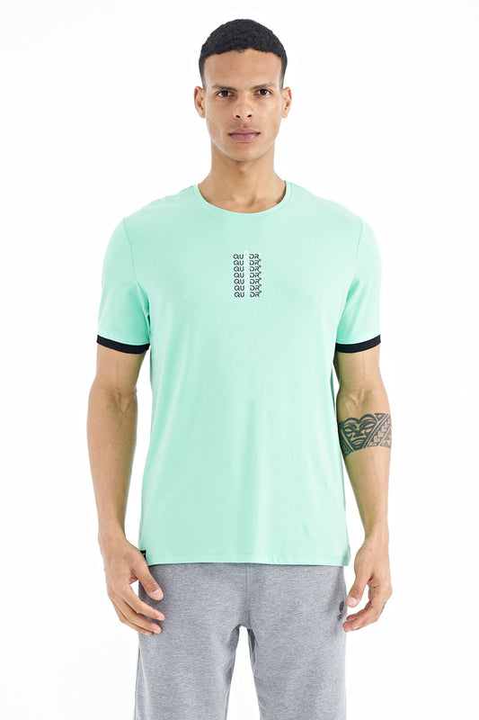Olive Green Printed O Collar Standard Fit Men's T-shirt - 88169