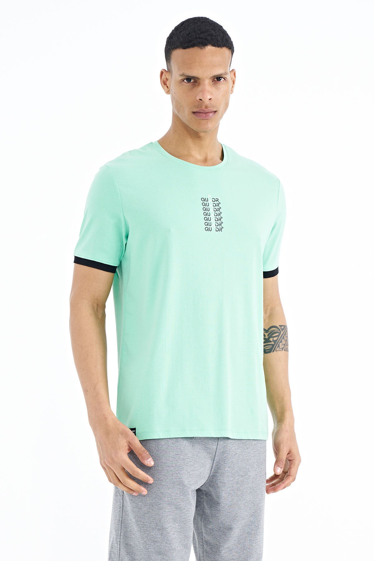 Olive Green Printed O Collar Standard Fit Men's T-shirt - 88169