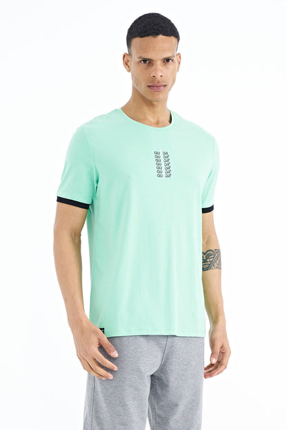 Olive Green Printed O Collar Standard Fit Men's T-shirt - 88169