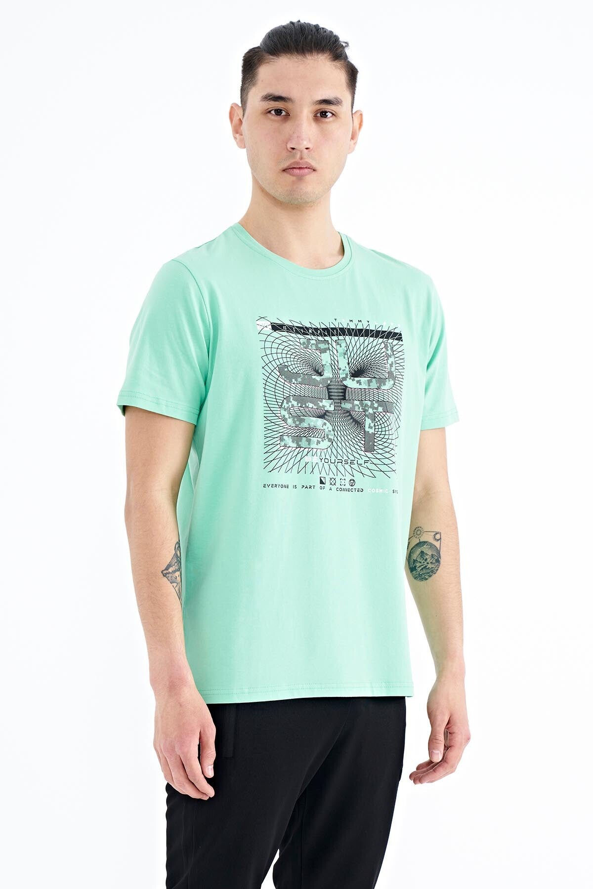 Printed O Collar Standard Fit Men's T-shirt - 88170