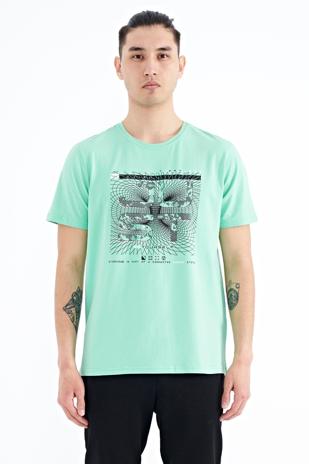 Printed O Collar Standard Fit Men's T-shirt - 88170