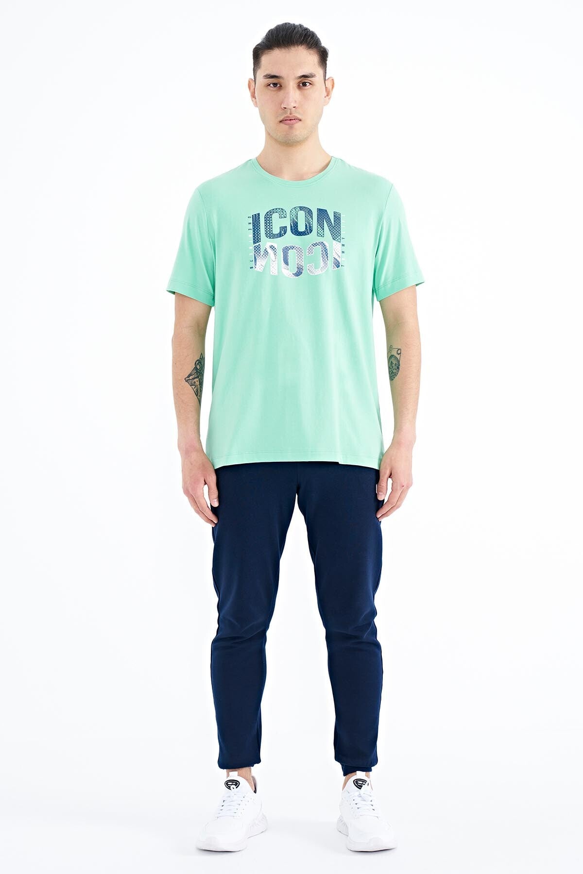 Olive Green Printed O Collar Standard Fit Men's T-Shirt - 88174