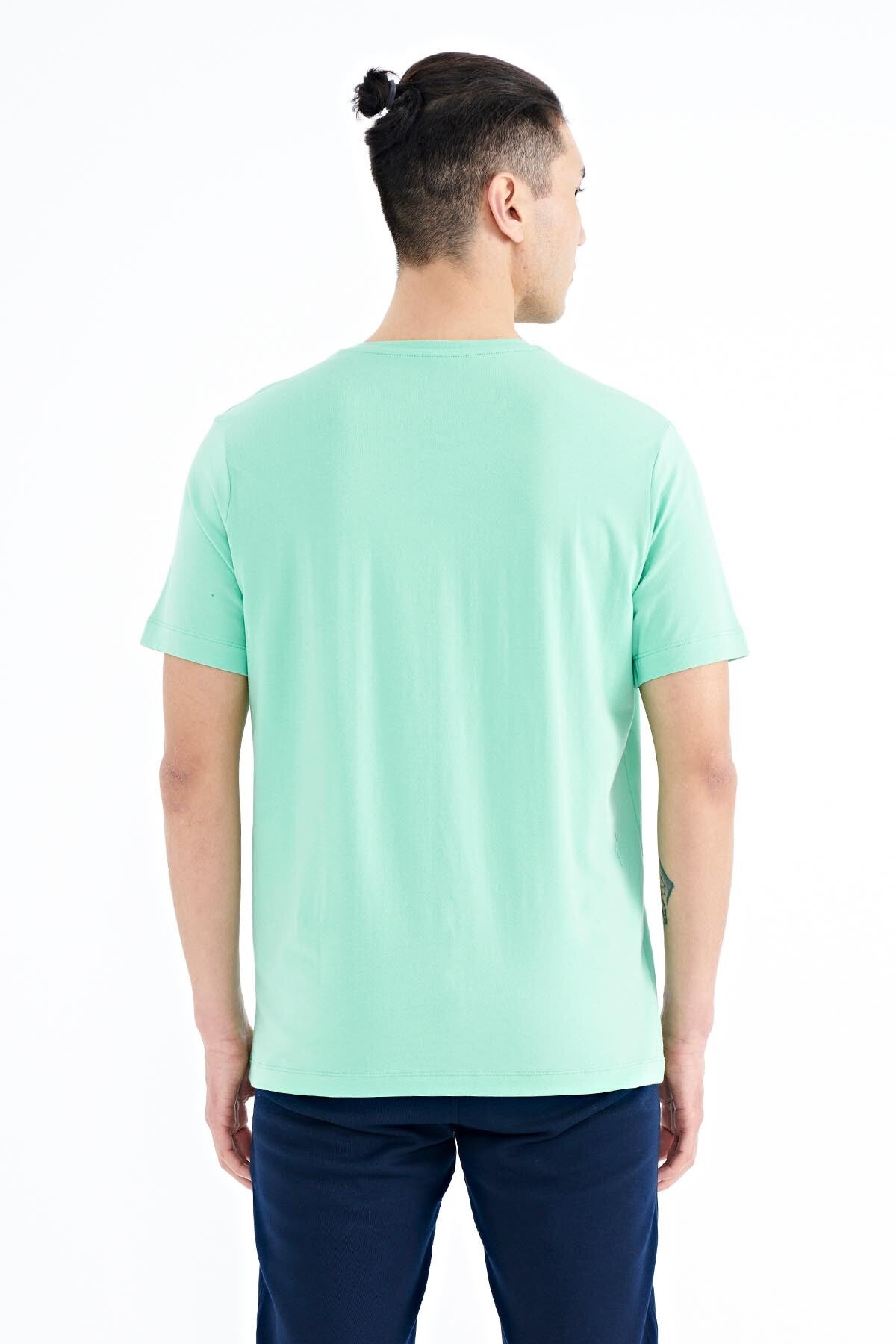 Olive Green Printed O Collar Standard Fit Men's T-Shirt - 88174