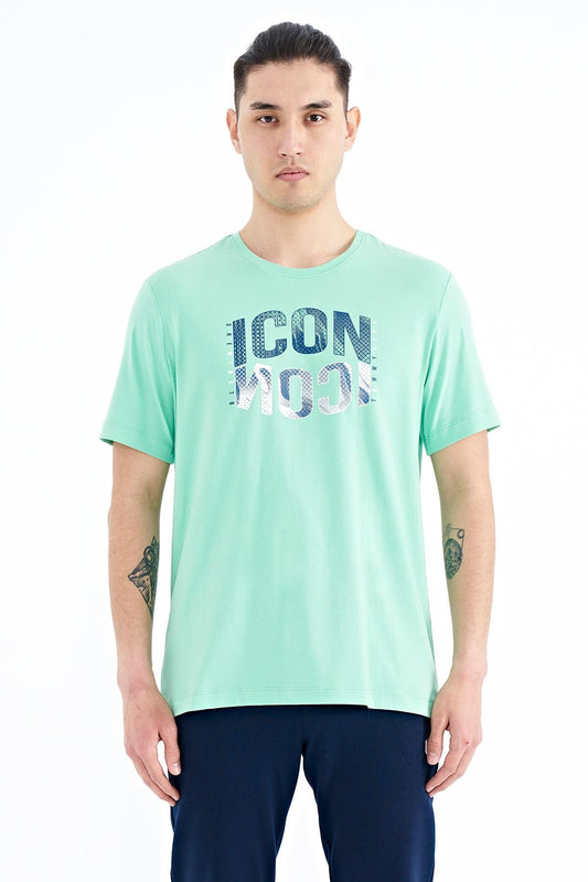 Olive Green Printed O Collar Standard Fit Men's T-Shirt - 88174