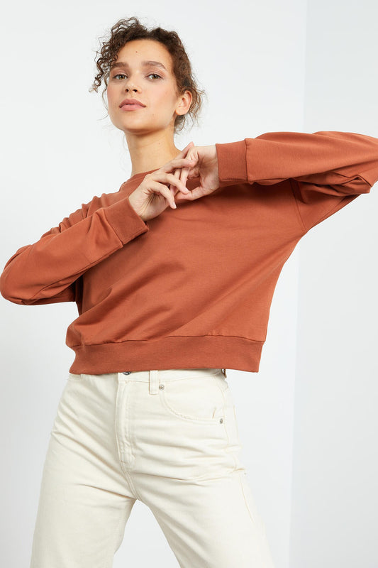 Cinnamon Basic Comfort Fit O Neck Women's Sweatshirt - 97114