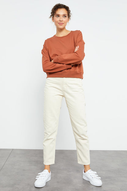 Cinnamon Basic Comfort Fit O Neck Women's Sweatshirt - 97114