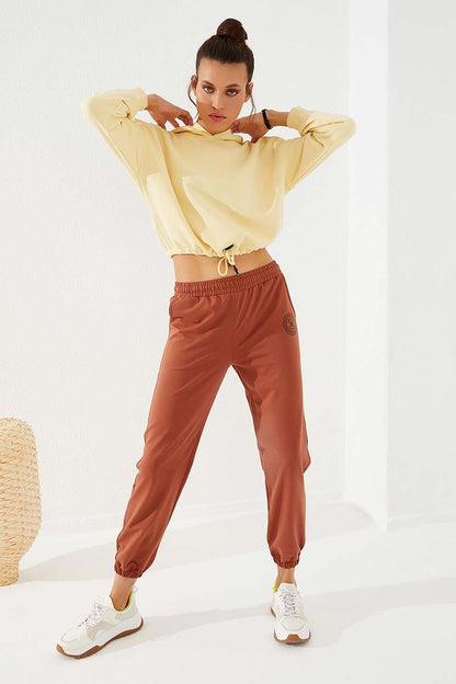 Cinnamon Striped Print Comfort Fit Elastic Cuff Women's Tracksuit Bottom - 94585