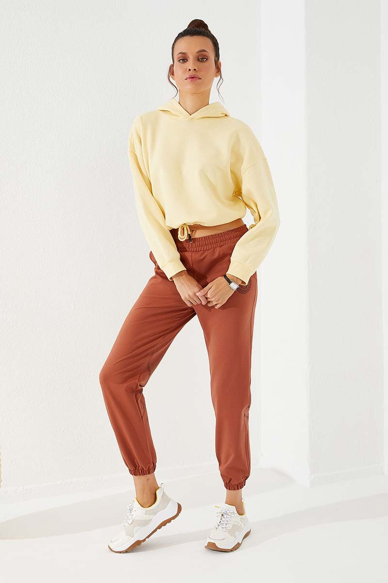 Cinnamon Striped Print Comfort Fit Elastic Cuff Women's Tracksuit Bottom - 94585