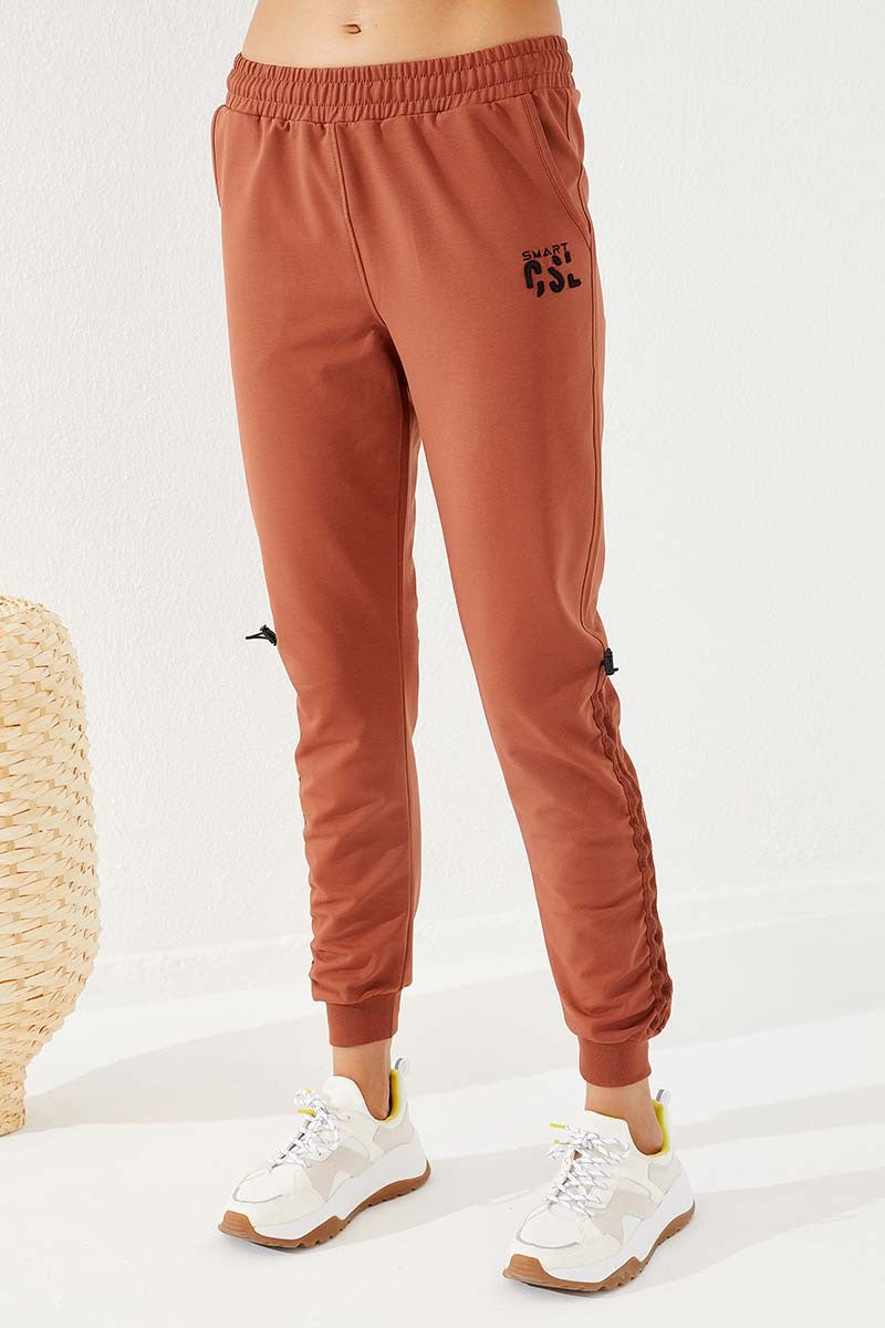 Cinnamon Extrafor Detailed Comfort Fit Cuffed Women's Tracksuit Bottom - 94587