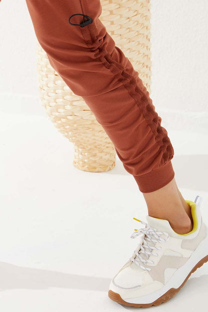 Cinnamon Extrafor Detailed Comfort Fit Cuffed Women's Tracksuit Bottom - 94587