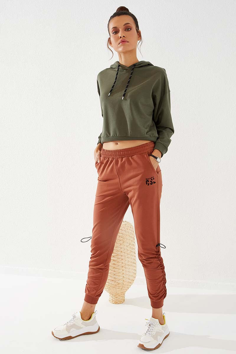 Cinnamon Extrafor Detailed Comfort Fit Cuffed Women's Tracksuit Bottom - 94587