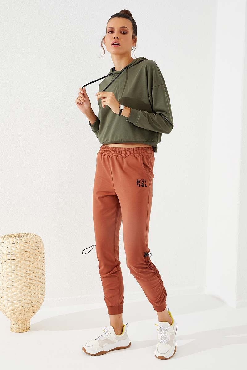 Cinnamon Extrafor Detailed Comfort Fit Cuffed Women's Tracksuit Bottom - 94587