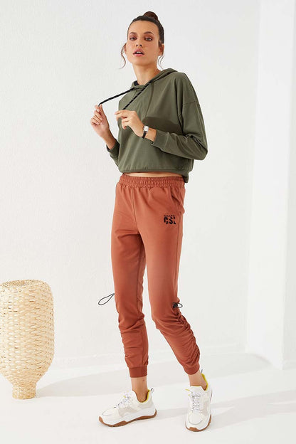 Cinnamon Extrafor Detailed Comfort Fit Cuffed Women's Tracksuit Bottom - 94587