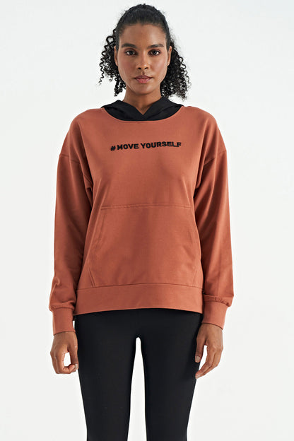 Cinnamon Women's Hooded Kangaroo Pocket Women's Oversize Sweatshirt - 97161