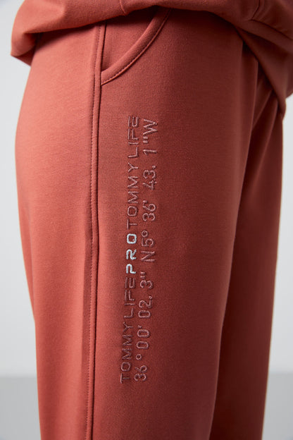 Cinnamon Hooded Kangaroo Pocket Oversize Elastic Cuff Women's Tracksuit Set - 95288