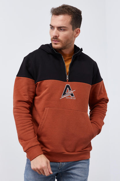 Cinnamon Men's Half-Zip Standard Fit Hooded Sweatshirt - 88033
