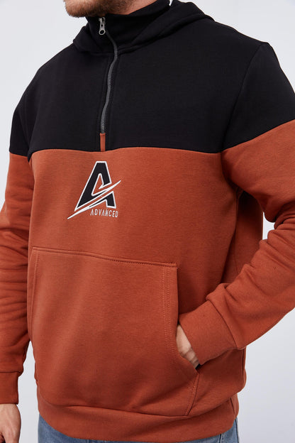 Cinnamon Men's Half-Zip Standard Fit Hooded Sweatshirt - 88033