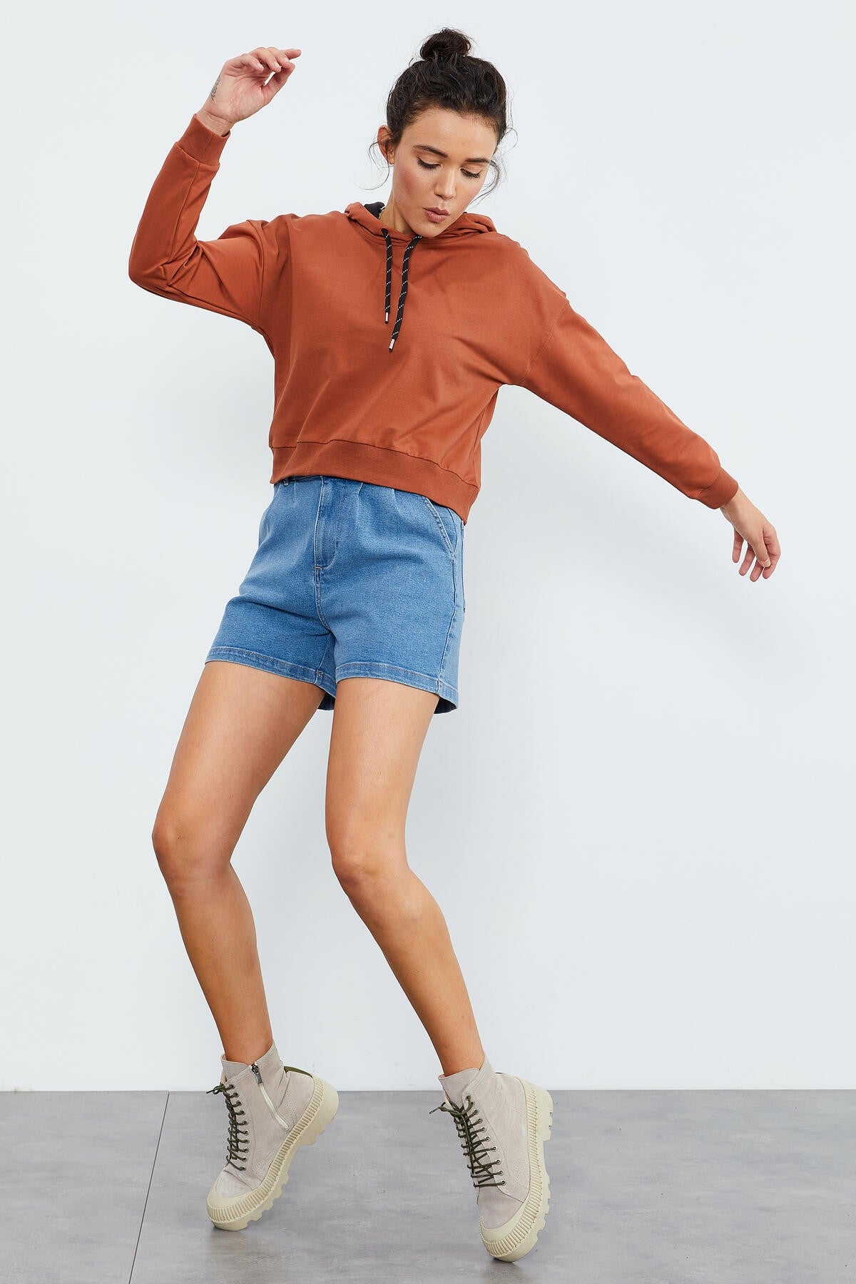 Cinnamon Long Sleeve Comfort Fit Hooded Women's Sweatshirt - 97115