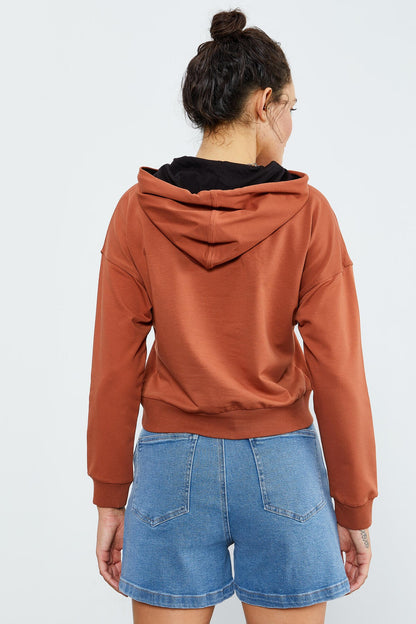 Cinnamon Long Sleeve Comfort Fit Hooded Women's Sweatshirt - 97115